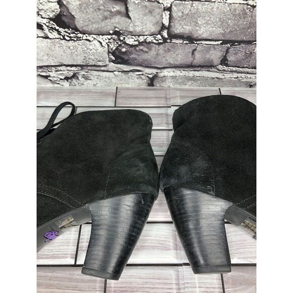 Indigo Clarks Black Suede Leather Ankle Stacked Heel Booties Sz Women 8M US/39EU - Picture 8 of 16